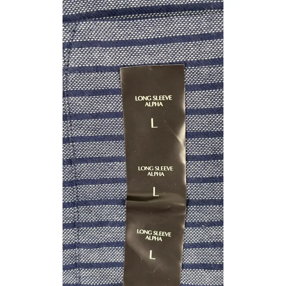 Banana Republic Striped Button Up Long Sleeve Alpha Shirt Mens Size Large Blue